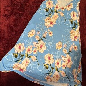 Floral Strapless Dress in Blue and Cream